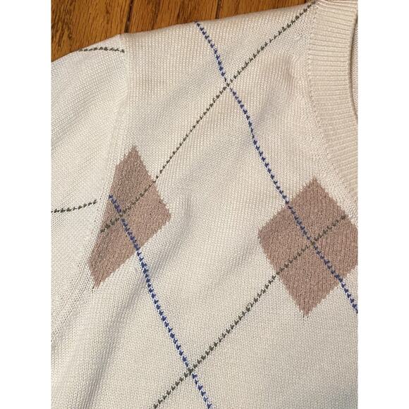 Fairway & Greene Argyle Pima Cotton Sweater Vest Mens Ivory L/S Med NEW $119 - Picture 11 of 12